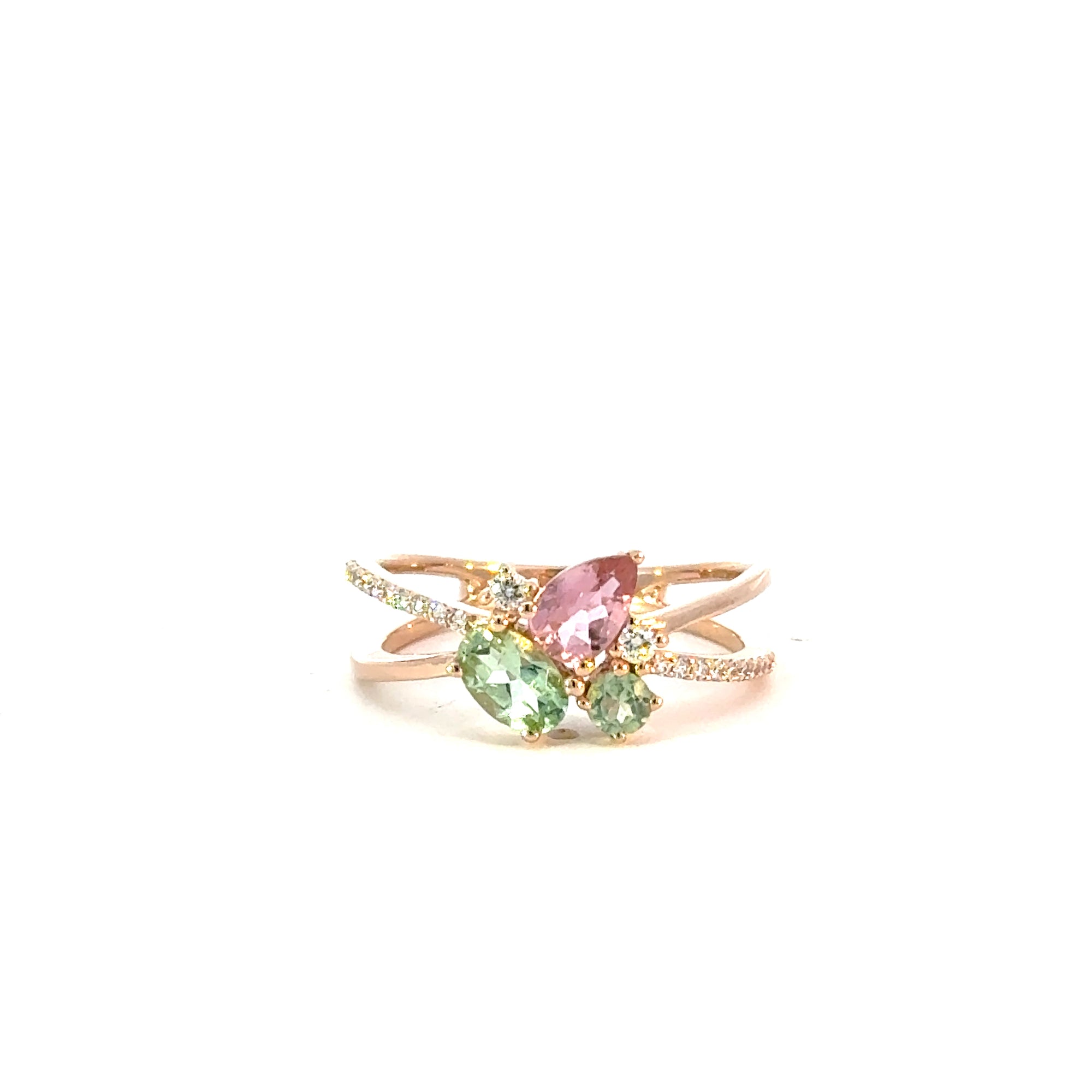 Ring in Rosegold 18kt mit Brillanten und Turmalin