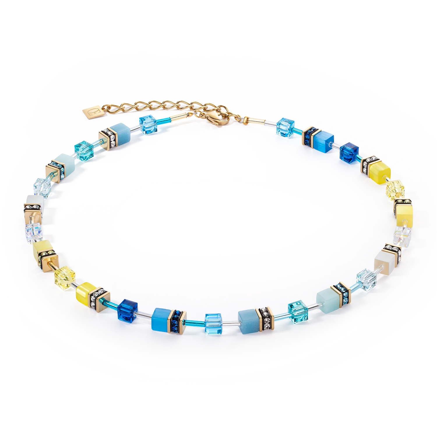 Collier GeoCUBE® Iconic Türkis-Gelb
