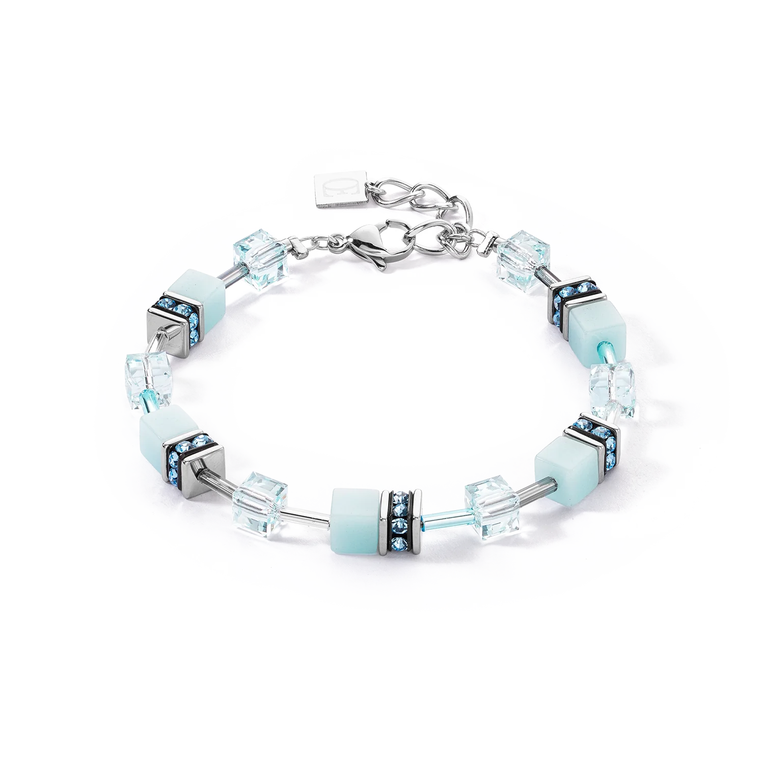 Coeur de Lion GeoCUBE® Iconic Mono Silber Armband eisblau