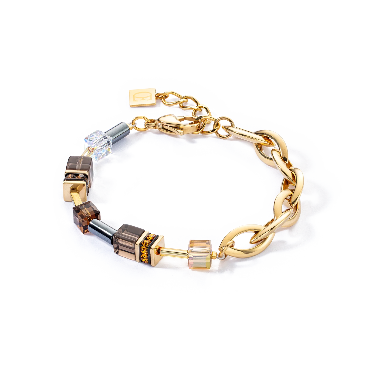 Coeur de Lion GeoCUBE® Chunky Chain Armband gold-braun