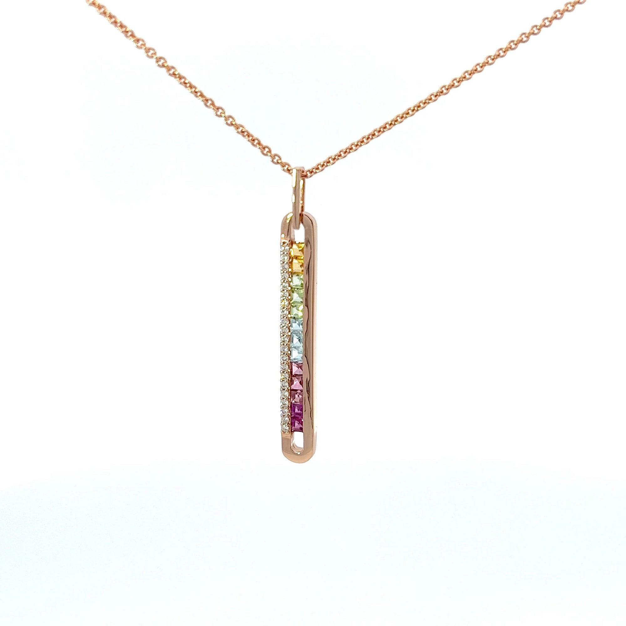 Anhänger Rosegold 18kt mit Farbsteine
