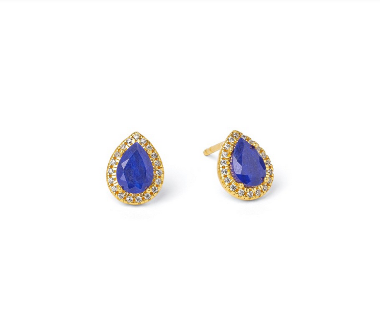 Ohrstecker in Silber vergoldet mit Lapislazuli und Zirkonia