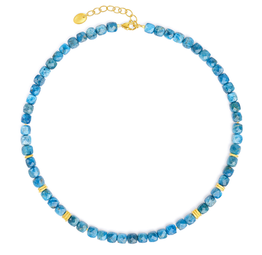 Collier in Silber vergoldet mit Apatit