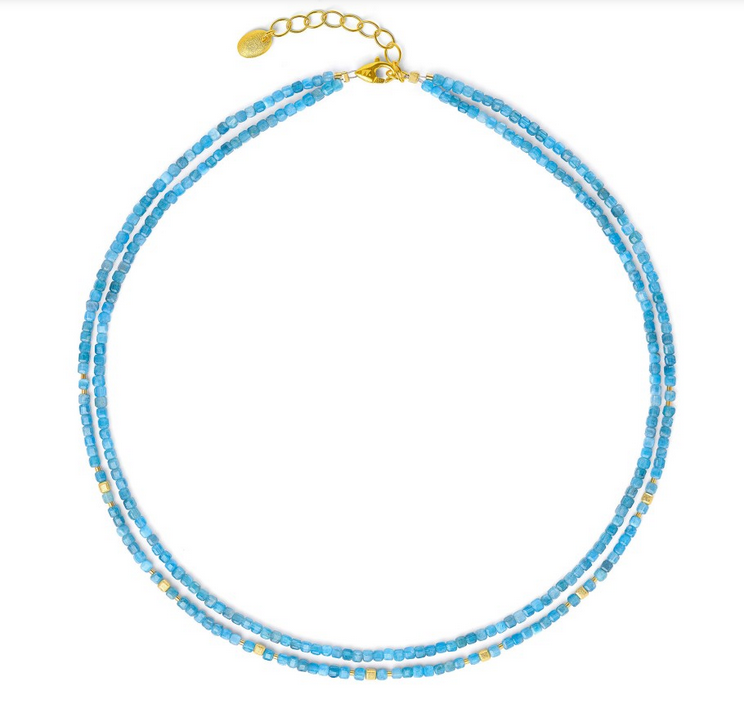 Collier in Silber vergoldet mit Apatit