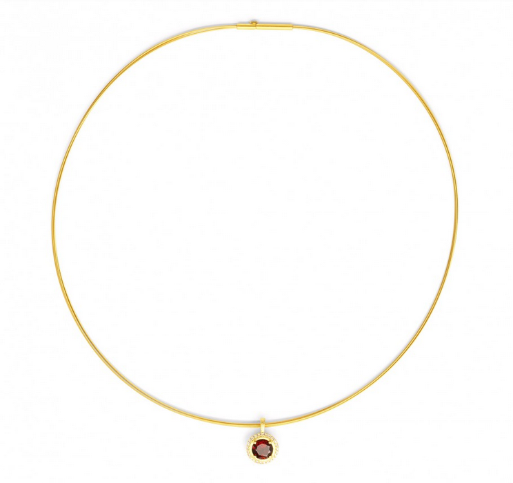 Collier mit Anhänger in Silber vergoldet mit Granat