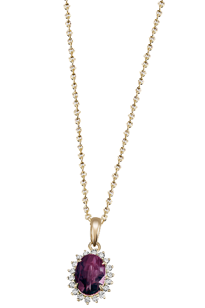Anhänger mit Kette in Gelbgold 18kt mit Brillant und Rubin
