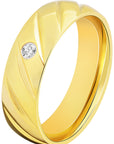Partnerring Edelstahl goldfarbig mit Stein
