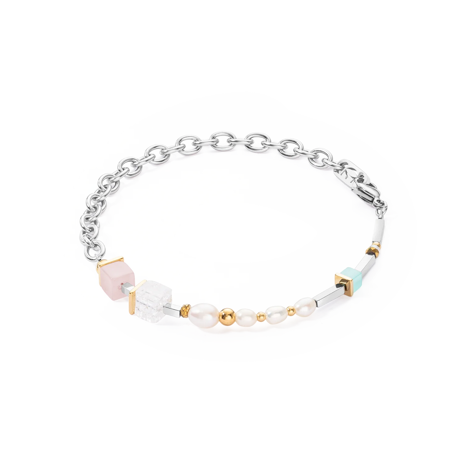 Armband Cool Romantic Cubes &amp; Pearls Bicolor