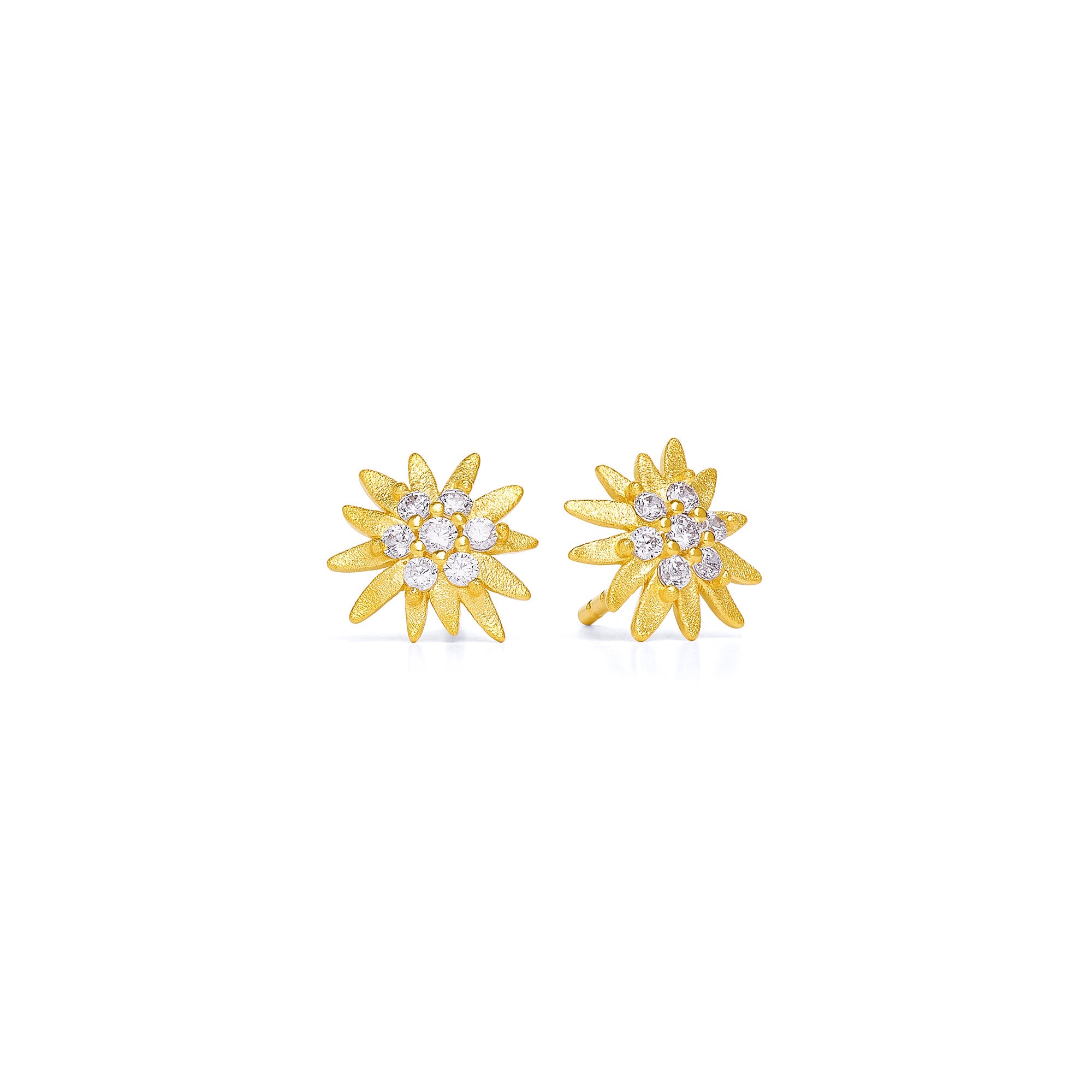 Ohrstecker "Edelweiss" in Silber vergoldet mit Zirkonia