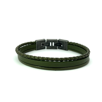 Armband Leder 3er Edelstahl