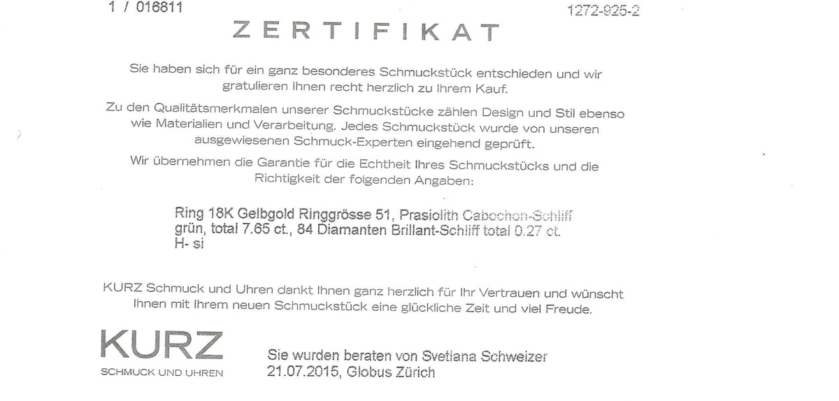 Ring in Gelbgold 18kt mit Prasiolith und Brillanten