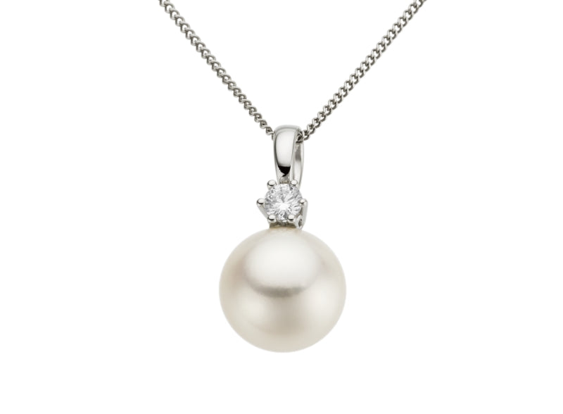 Anhänger in Weissgold 18kt mit Perle und Brillanten