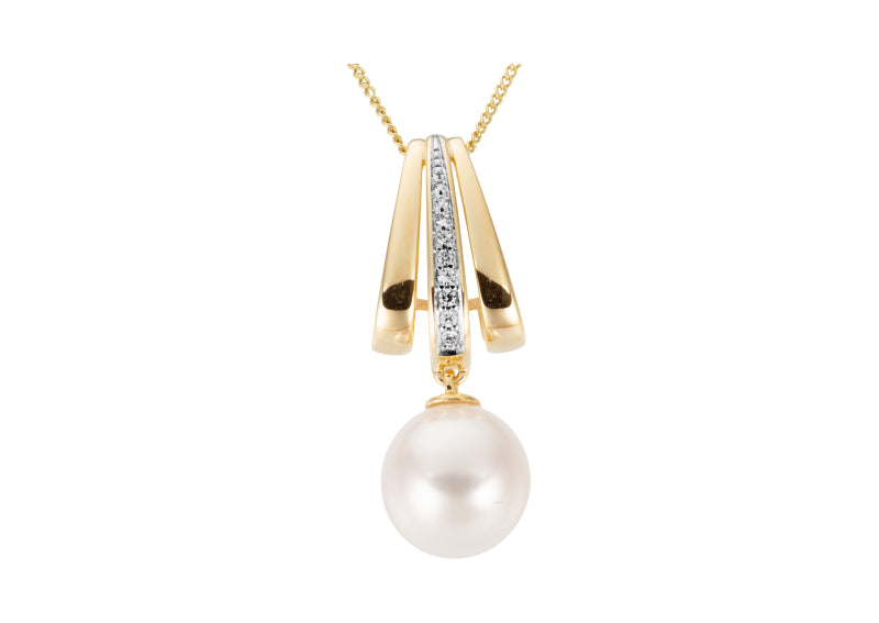 Anhänger in Gelbgold 18kt mit Perle und Brillanten