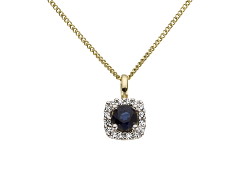 Anhänger in Gelbgold 18kt mit Brillanten und Safir