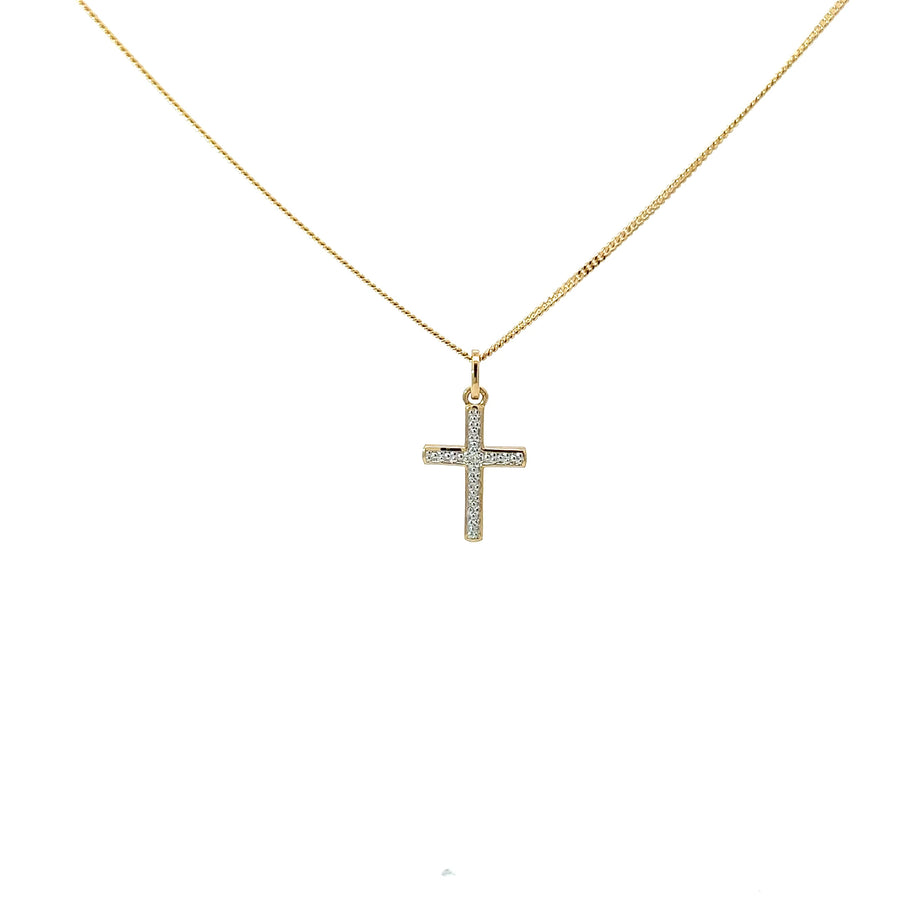Anhänger Kreuz Gelbgold 18kt mit Brillanten