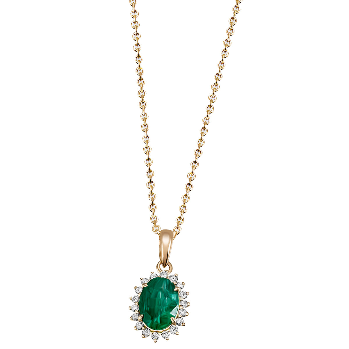 Anhänger mit Kette in Gelbgold 18kt mit Smaragd und Brillanten