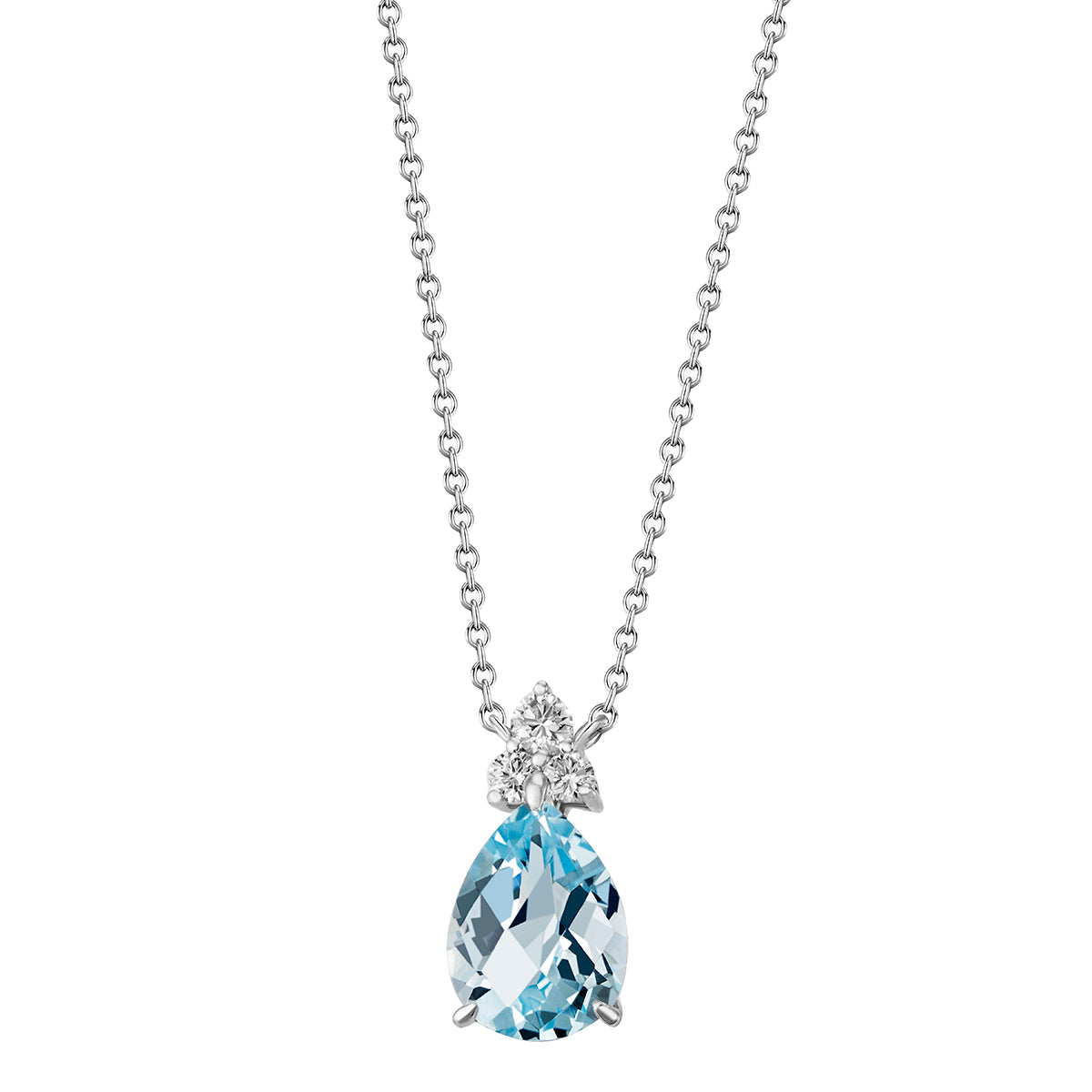 Anhänger mit Kette in Weissgold 18kt mit Topas und Brillanten