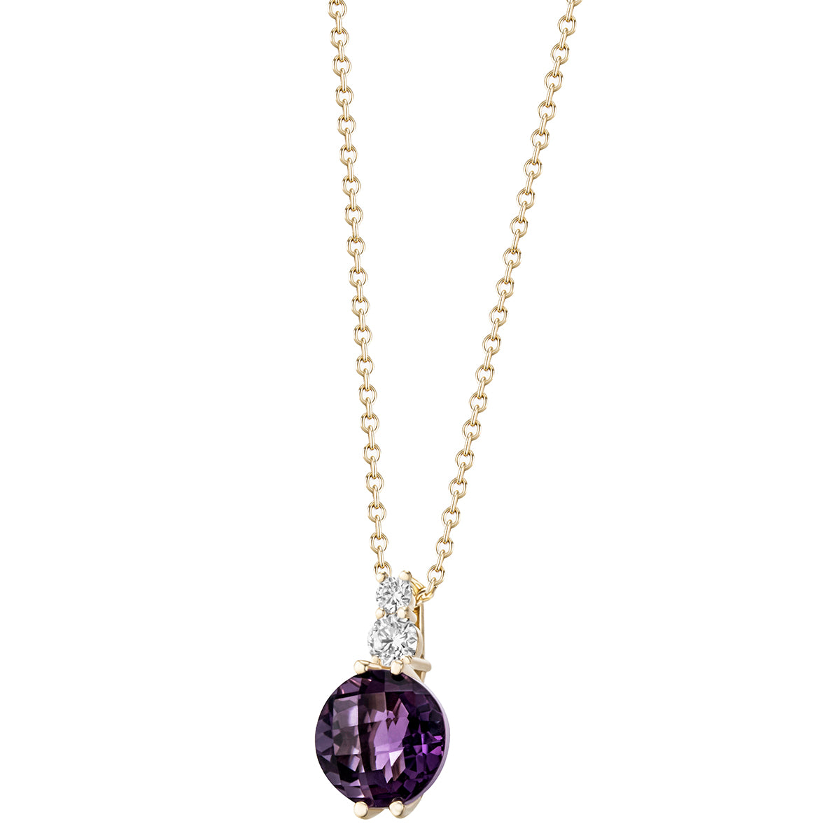 Anhänger mit Kette in Gelbgold 18kt mit Amethyst und Brillanten