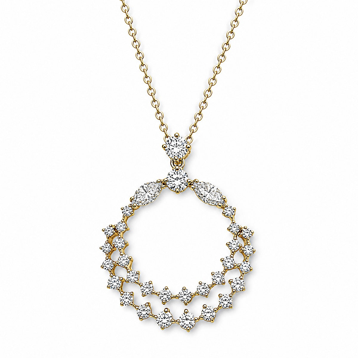 Anhänger mit Kette in Gelbgold 18kt mit Brillanten