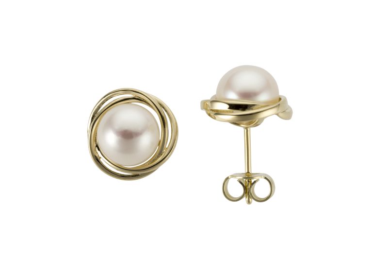 Ohrstecker in Gelbgold 18kt mit Perlen