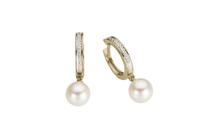 Creolen in Gelbgold 18kt mit Perlen und Brillanten