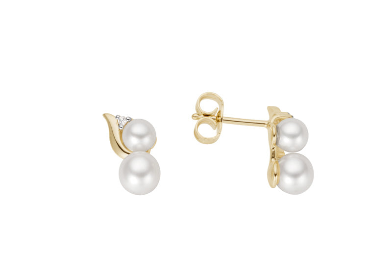 Ohrstecker in Gelbgold 18kt mit Perlen und Brillanten