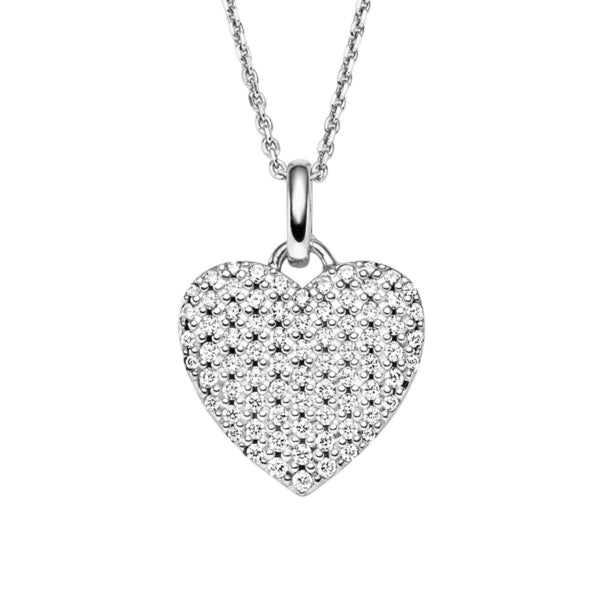 Anhänger mit Kette &quot;Herz&quot; in Silber mit Zirkonia