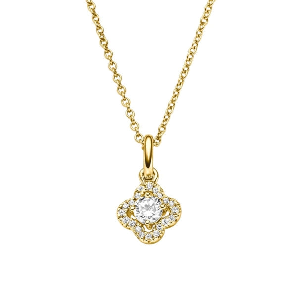 Anhänger mit Kette in Silber vergoldet mit Zirkonia
