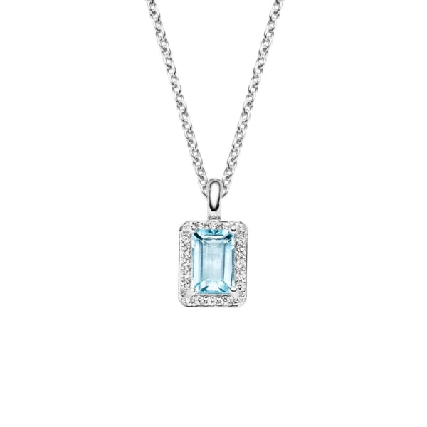 Anhänger mit Kette in Silber mit Zirkonia
