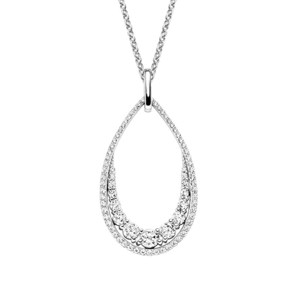 Anhänger mit Kette in Silber und 76 Zirkonia