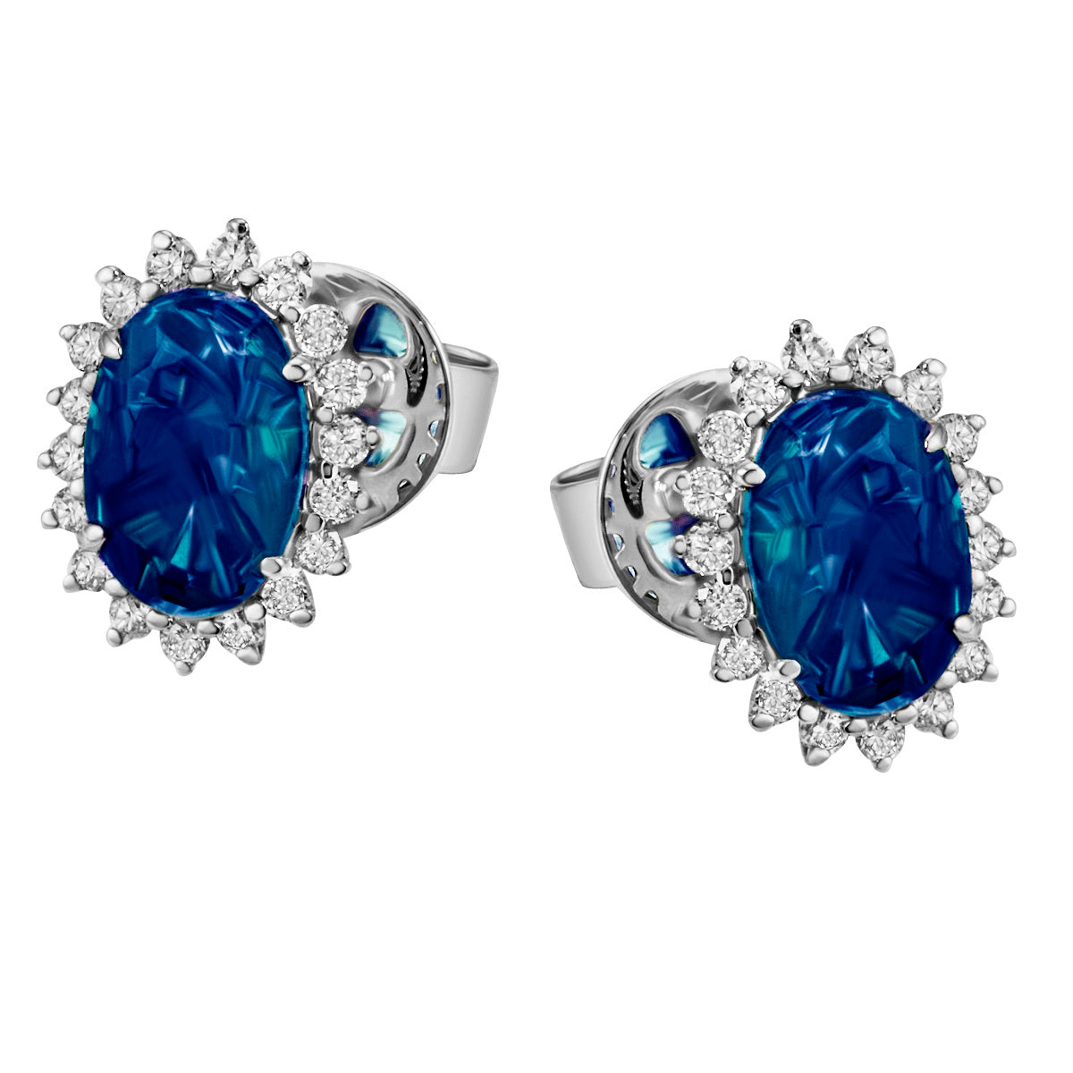 Ohrstecker in Weissgold 18kt mit Safir und Brillanten