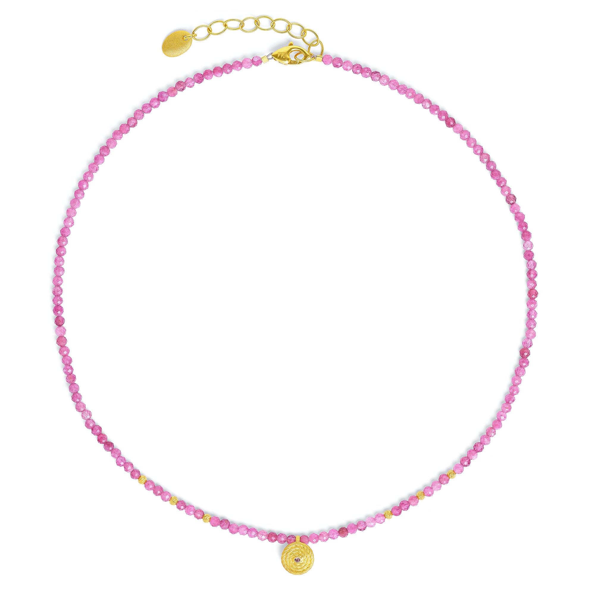 Collier in Silber vergoldet mit Pink Turmalin
