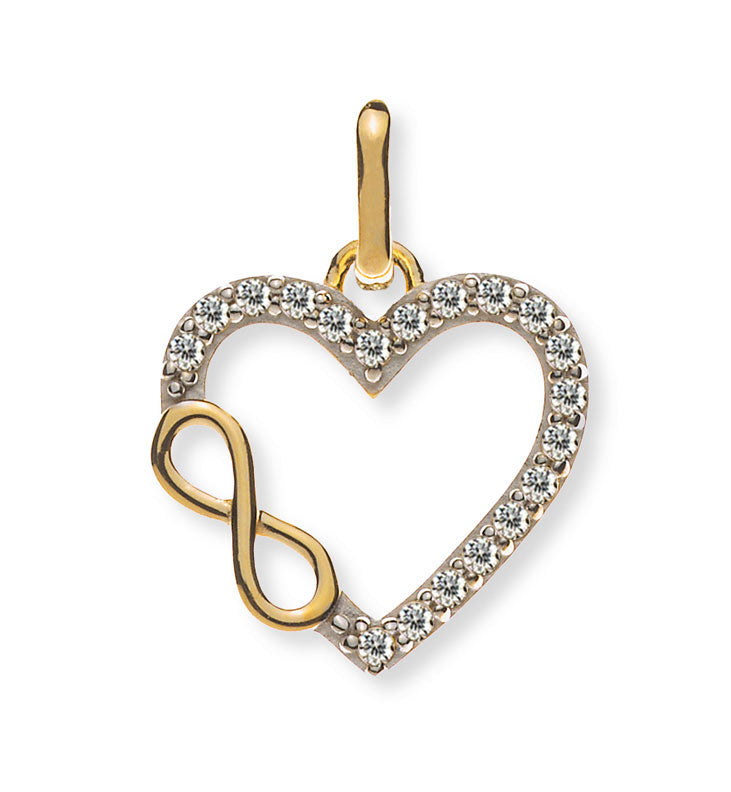 Anhänger "Infinity Heart" in Gelbgold 9kt mit Zirkonia
