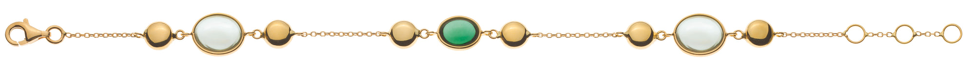 Armband in Gelbgold 18kt mit grüne Amethyst und Turmalin