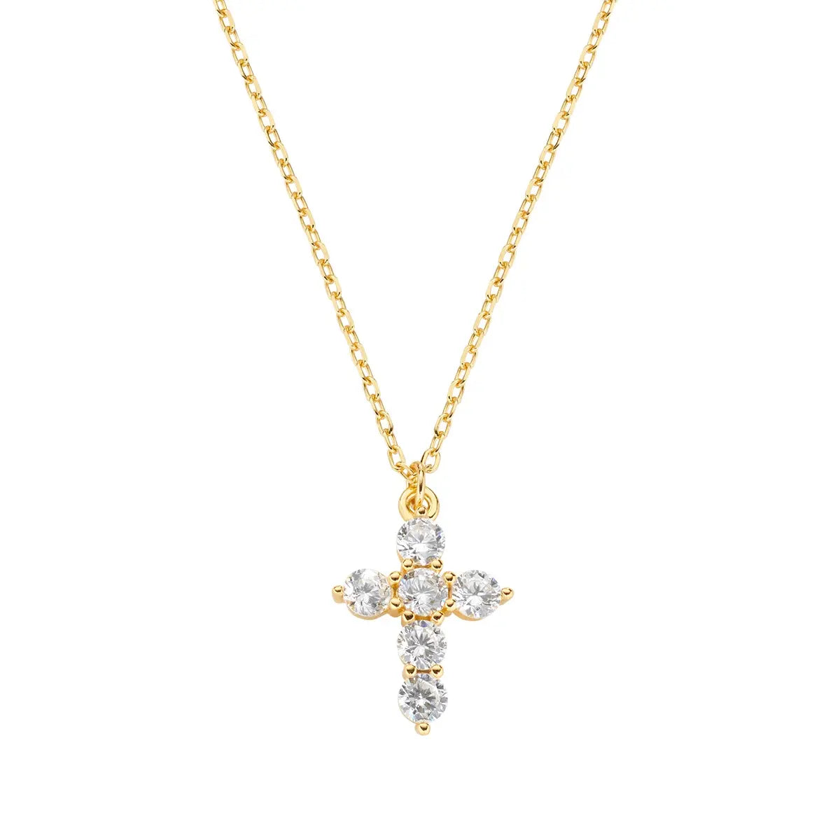 Anhänger Kreuz mit Kette in Silber vergoldet und Zirkonia