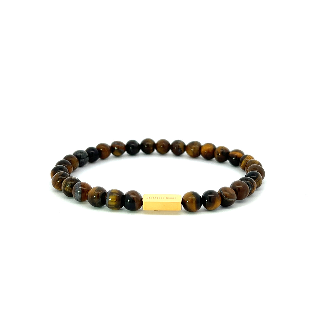 Kugelarmband Tigerauge Stahl PVD