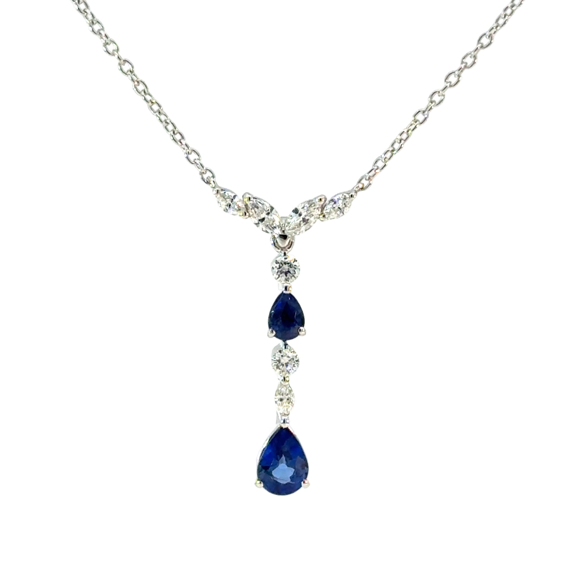 Collier in Weissgold 18kt mit Safire und Diamanten