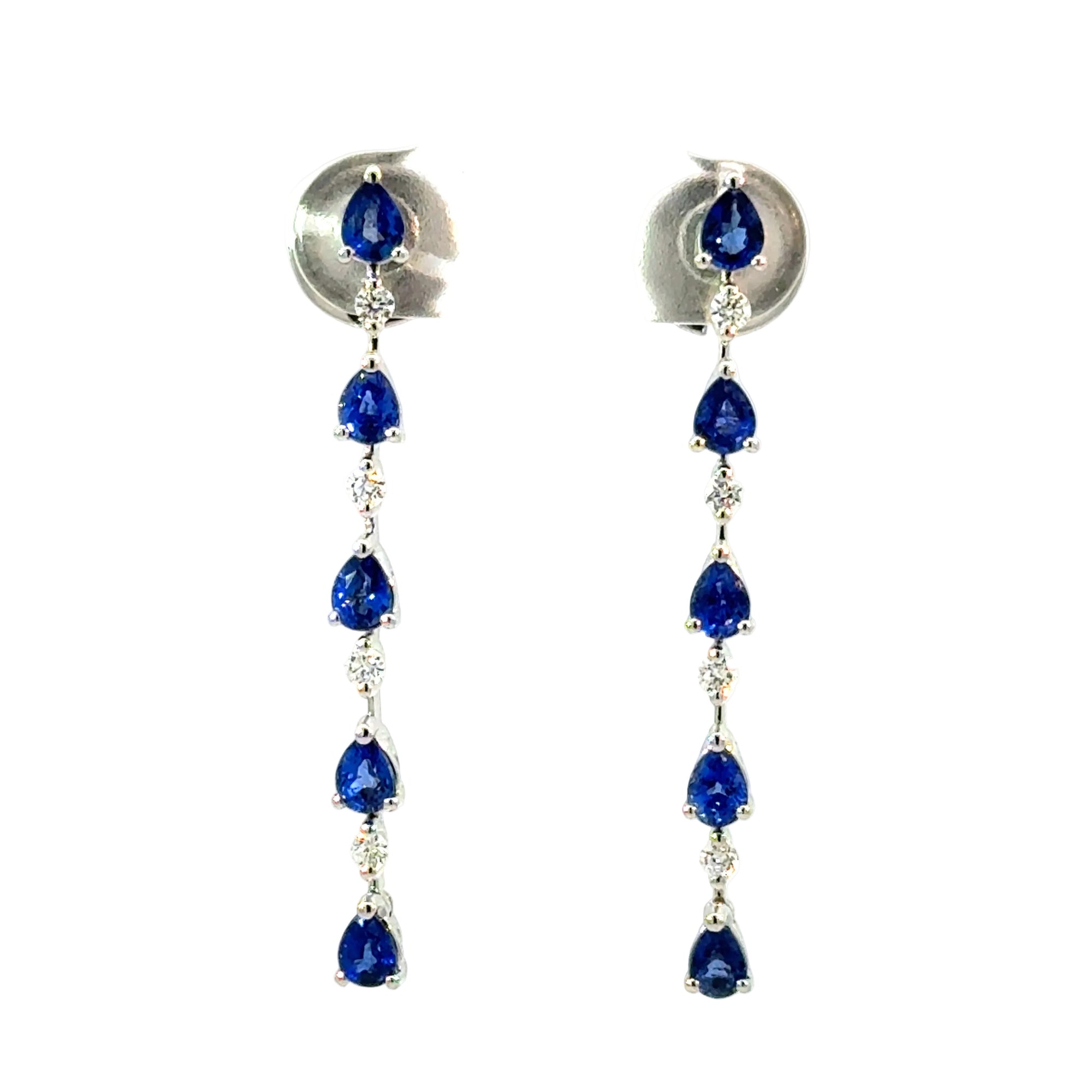 Ohrhänger in Weissgold 18kt mit Safire und Diamanten