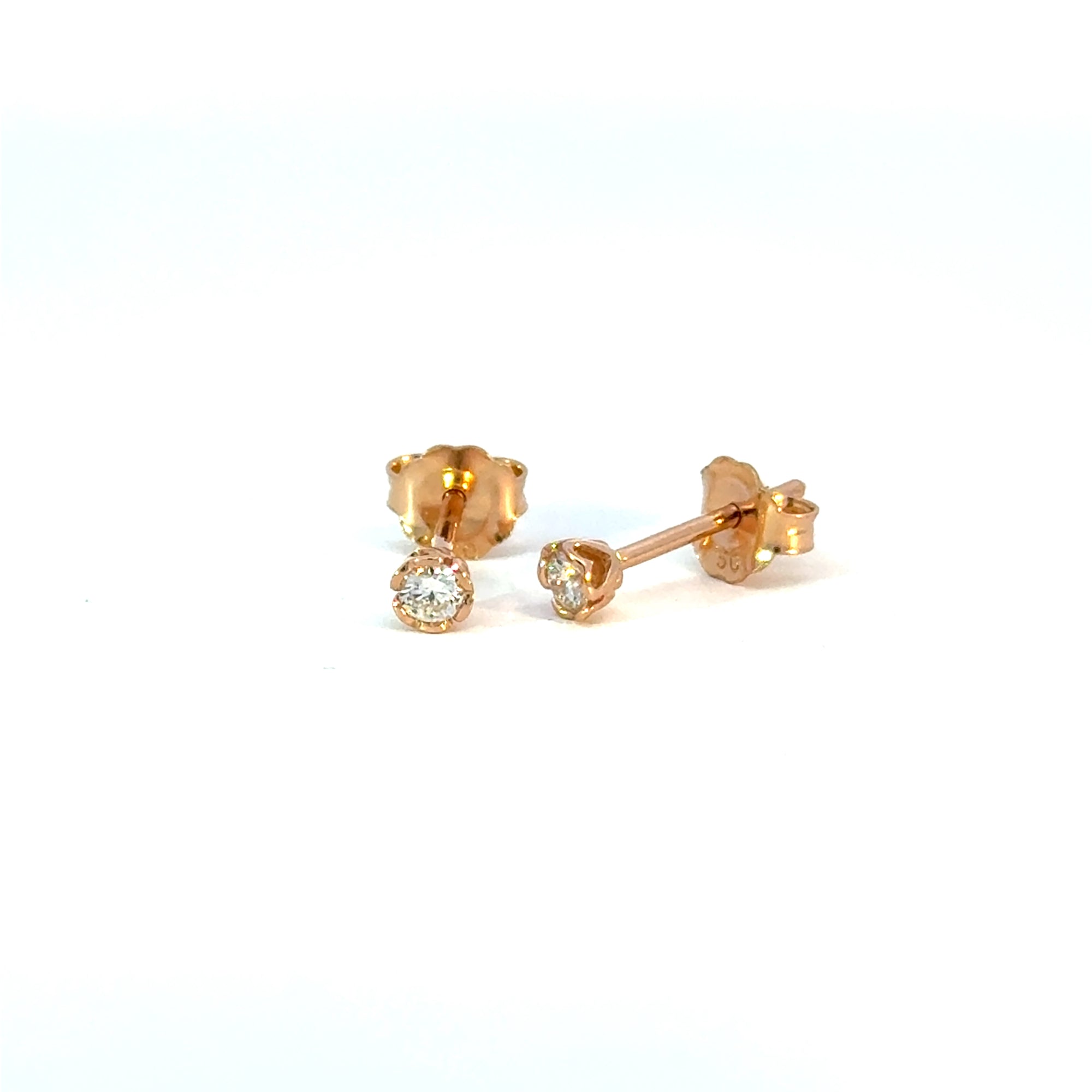 Ohrstecker Solitär in Rosegold 18kt mit Brillanten