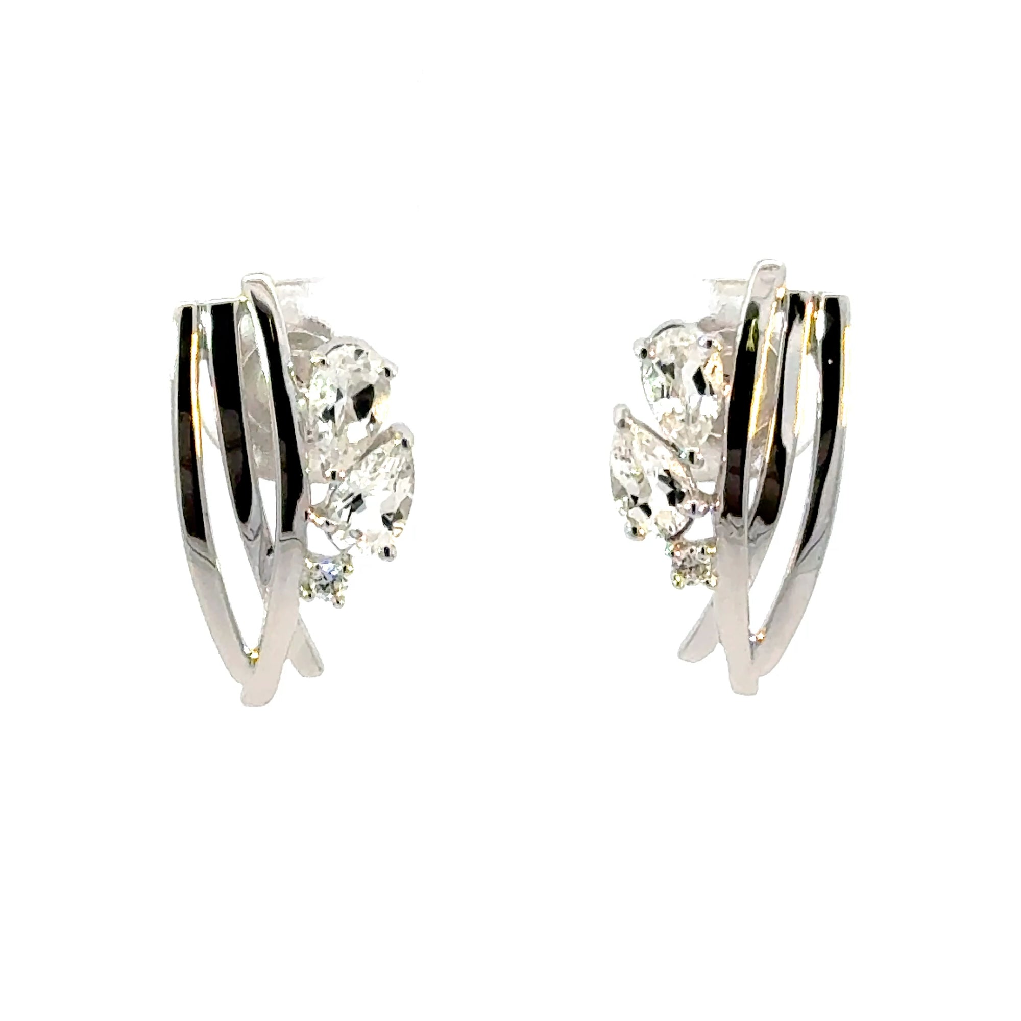 Ohrstecker in Weissgold 18kt mit Brillanten und Topas