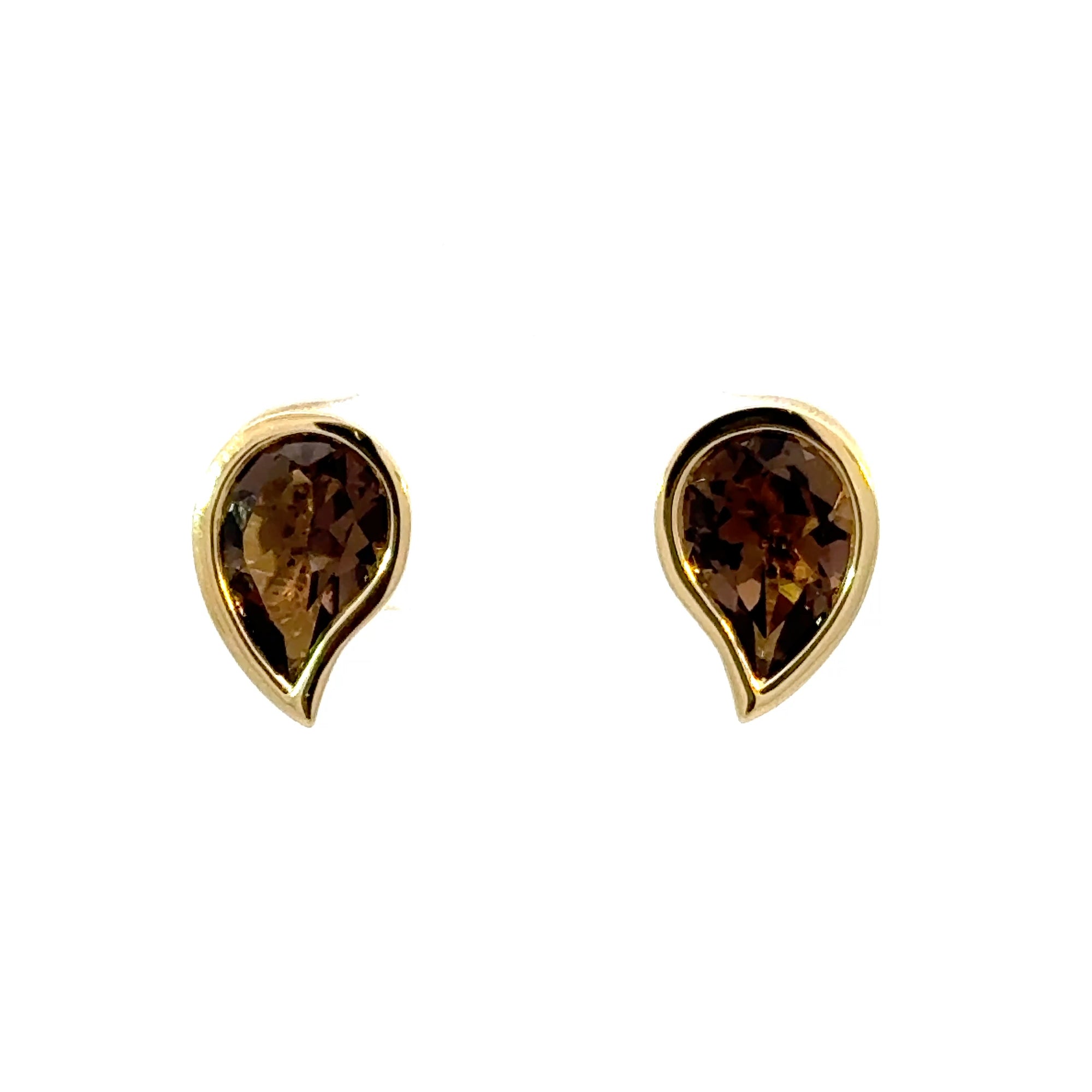 Ohrstecker in Gelbgold 18kt mit Rauchquarz