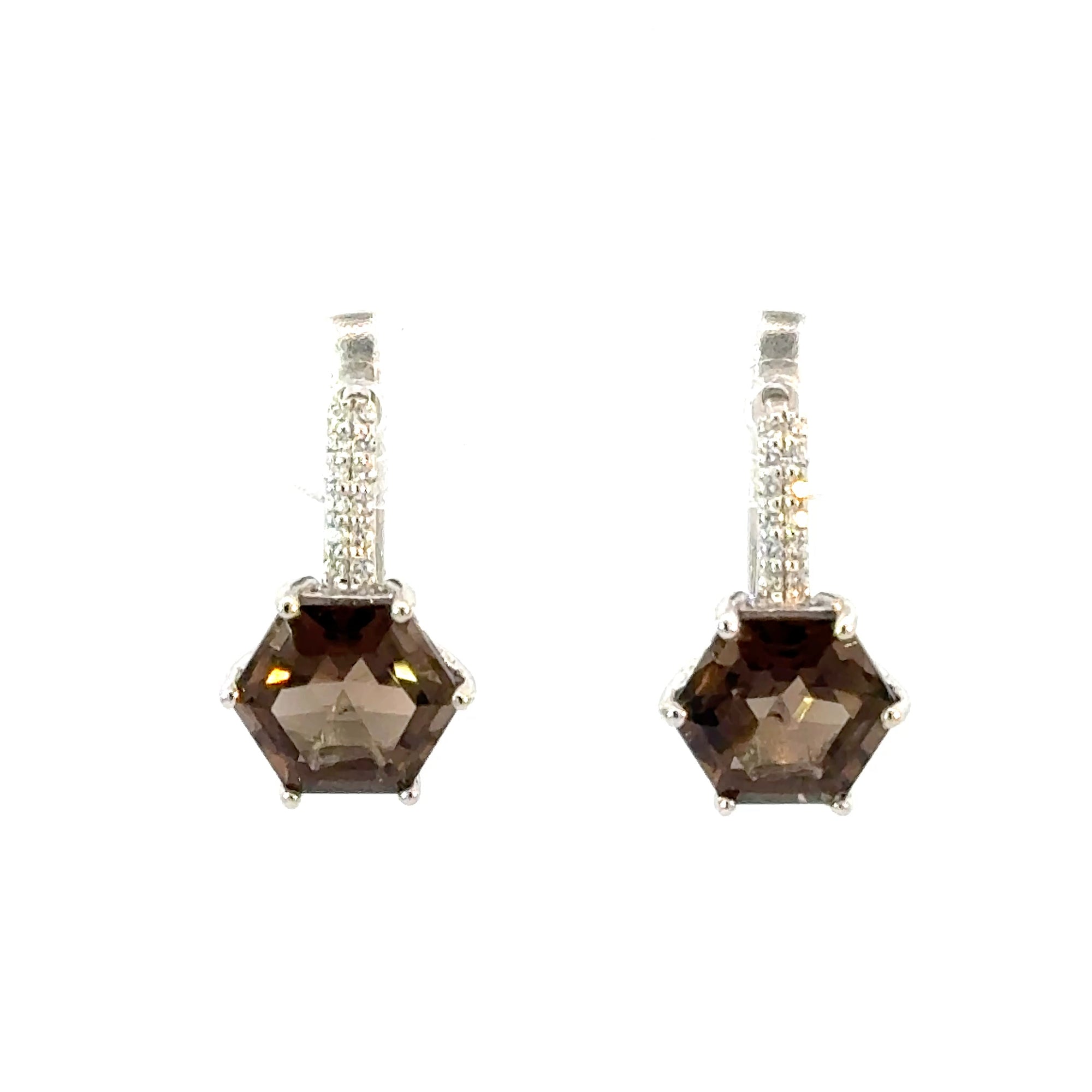 Ohrstecker in Silber mit Rauchquarz und Zirkonia