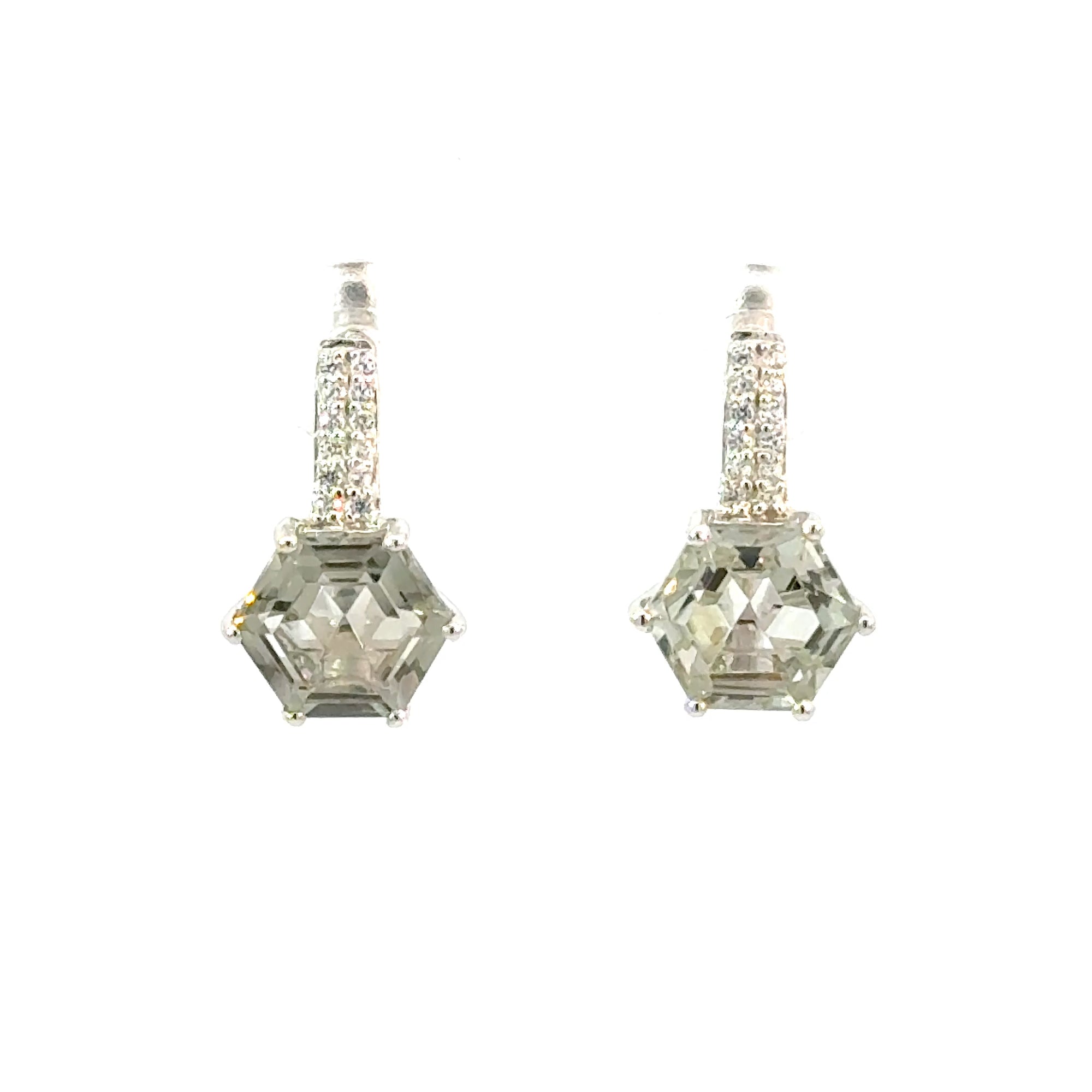 Ohrstecker in Silber mit grüner Amethyst und Zirkonia