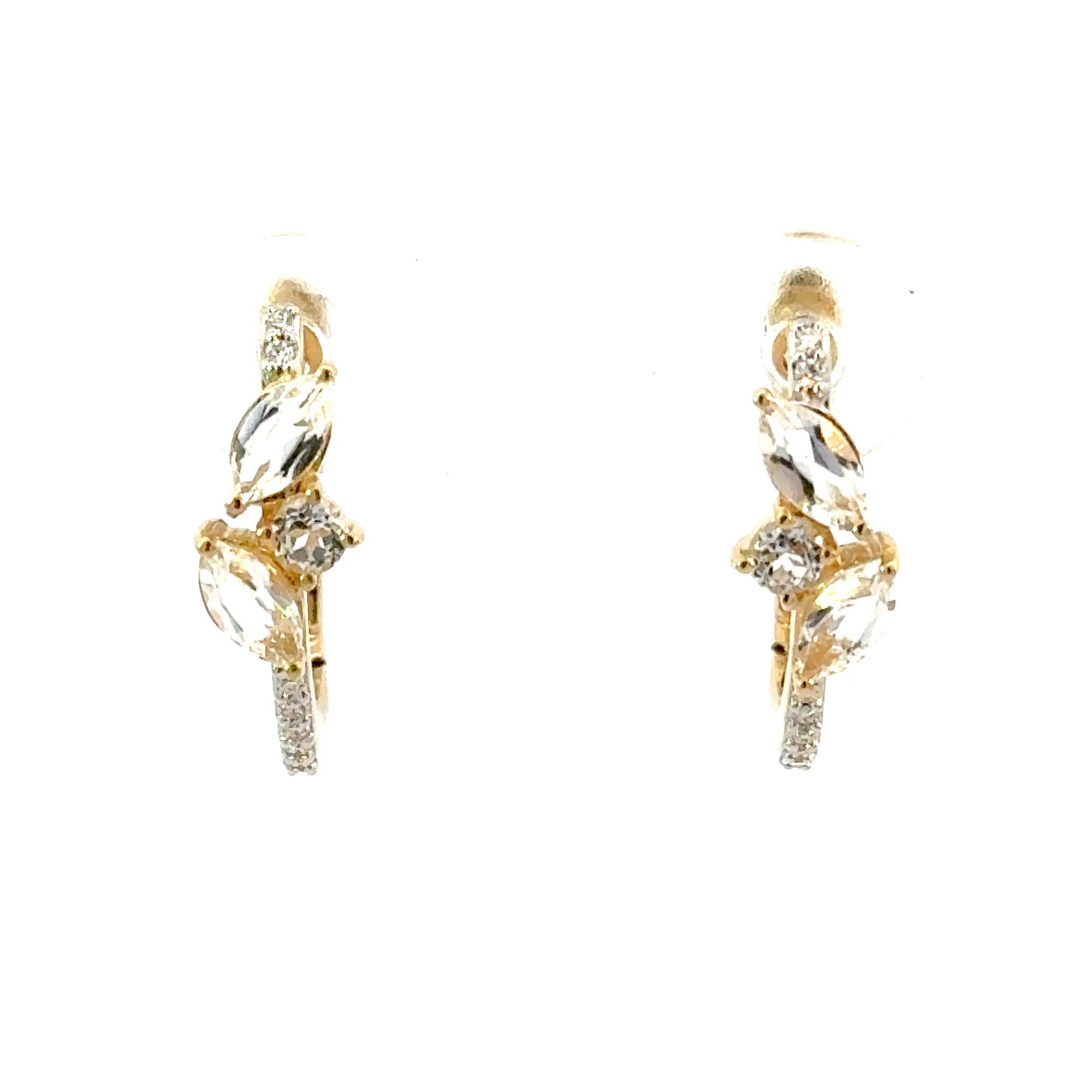 Creolen in Gelbgold 18kt mit Brillanten und Topas