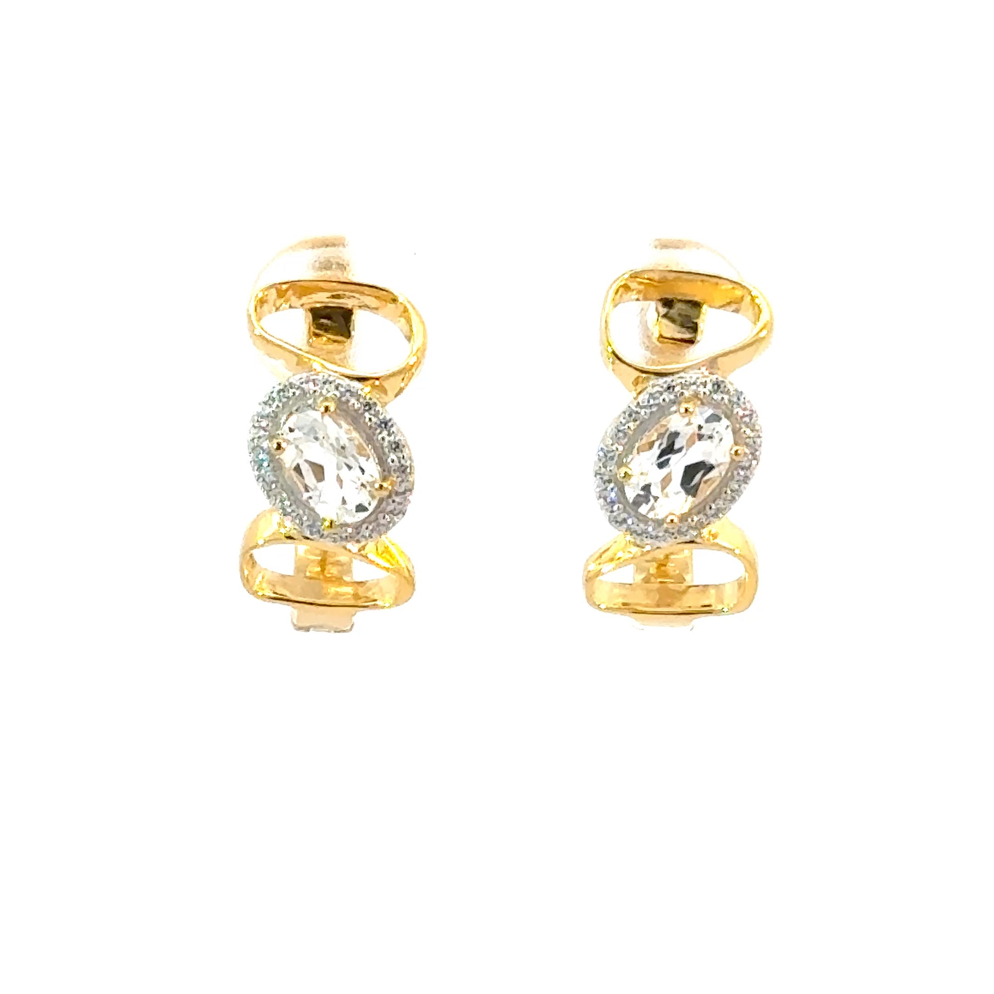 Creolen in Silber vergoldet mit Zirkonia und Topas