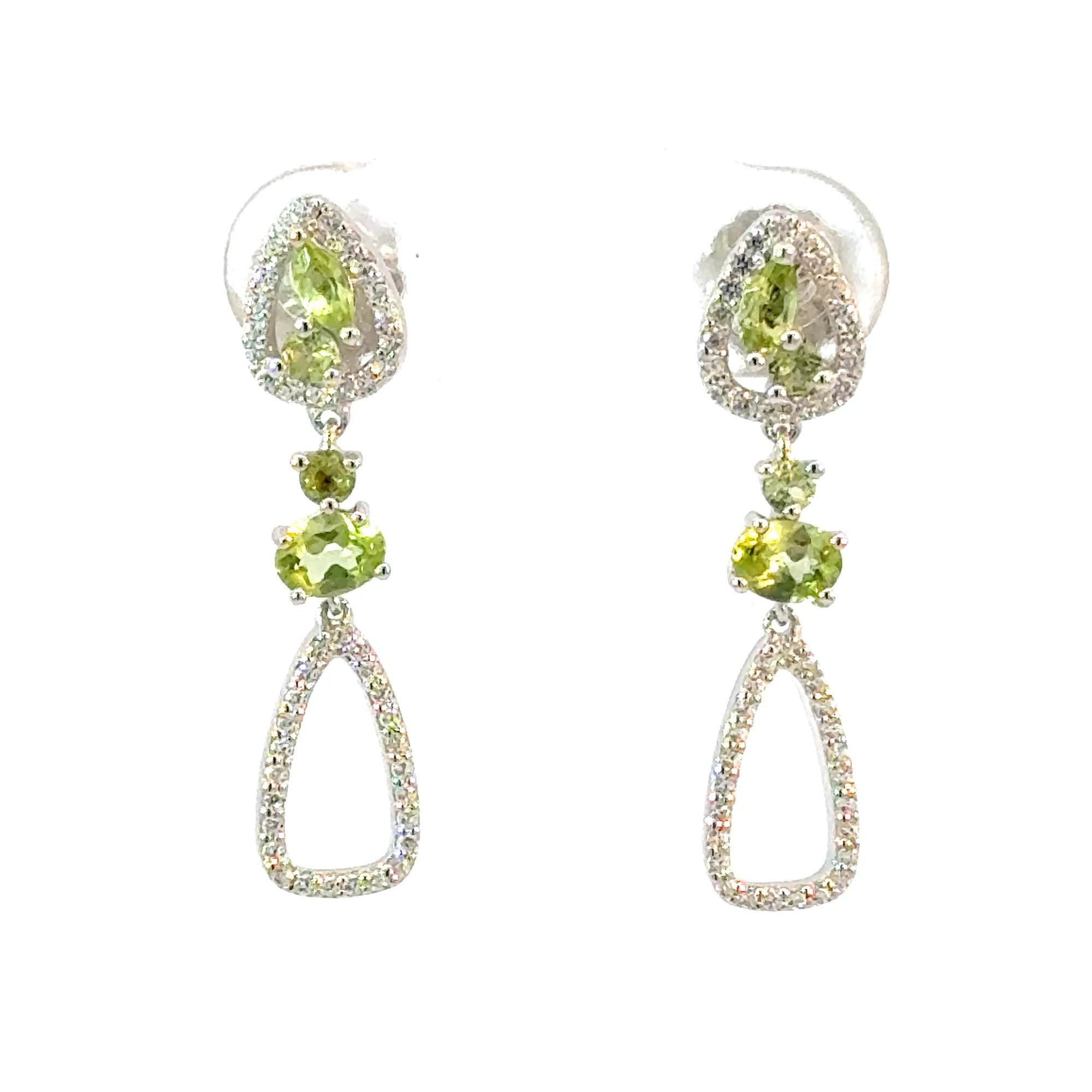 Ohrhänger in Silber mit Peridot und Zirkonia