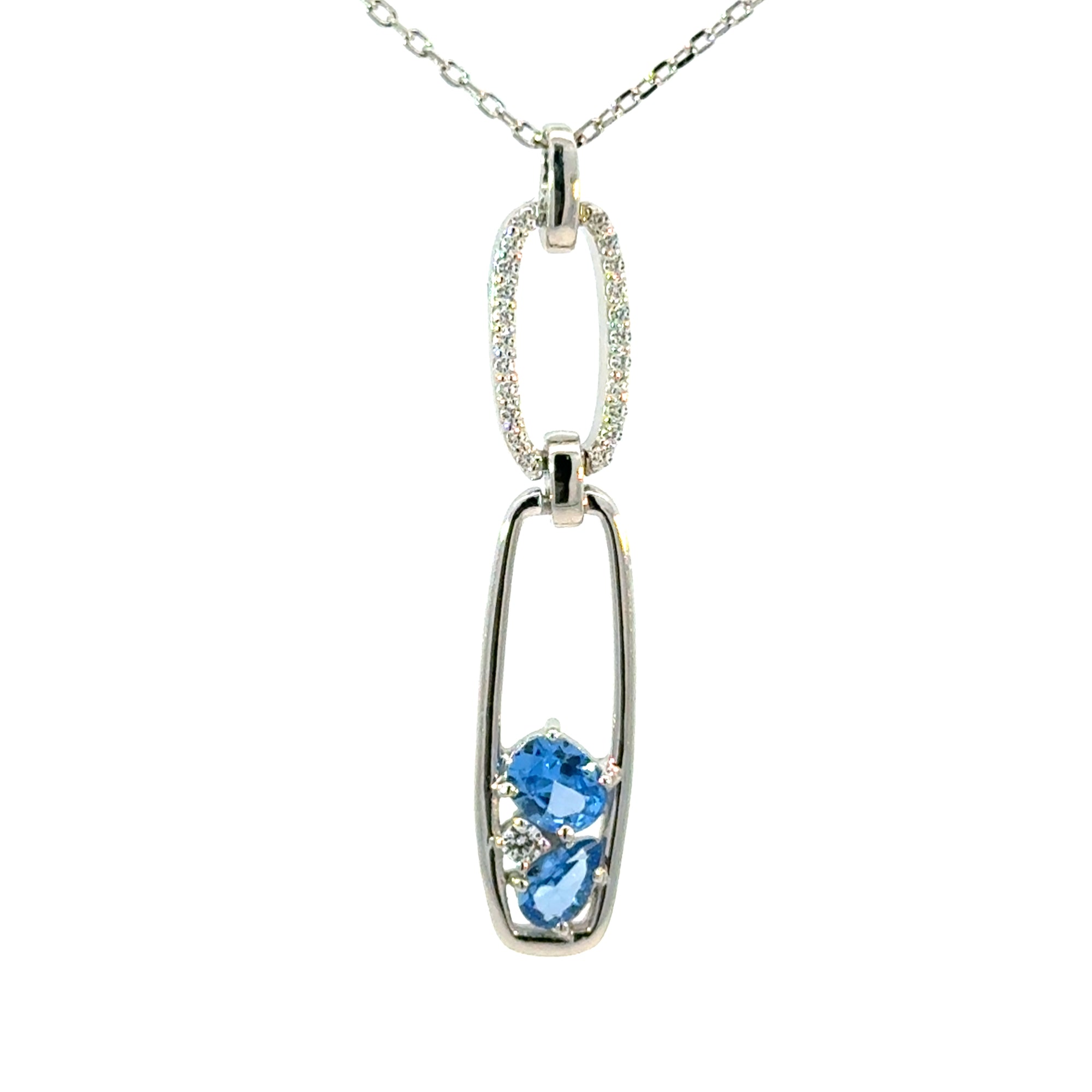 Anhänger in Silber mit Blautopas und Zirkonia