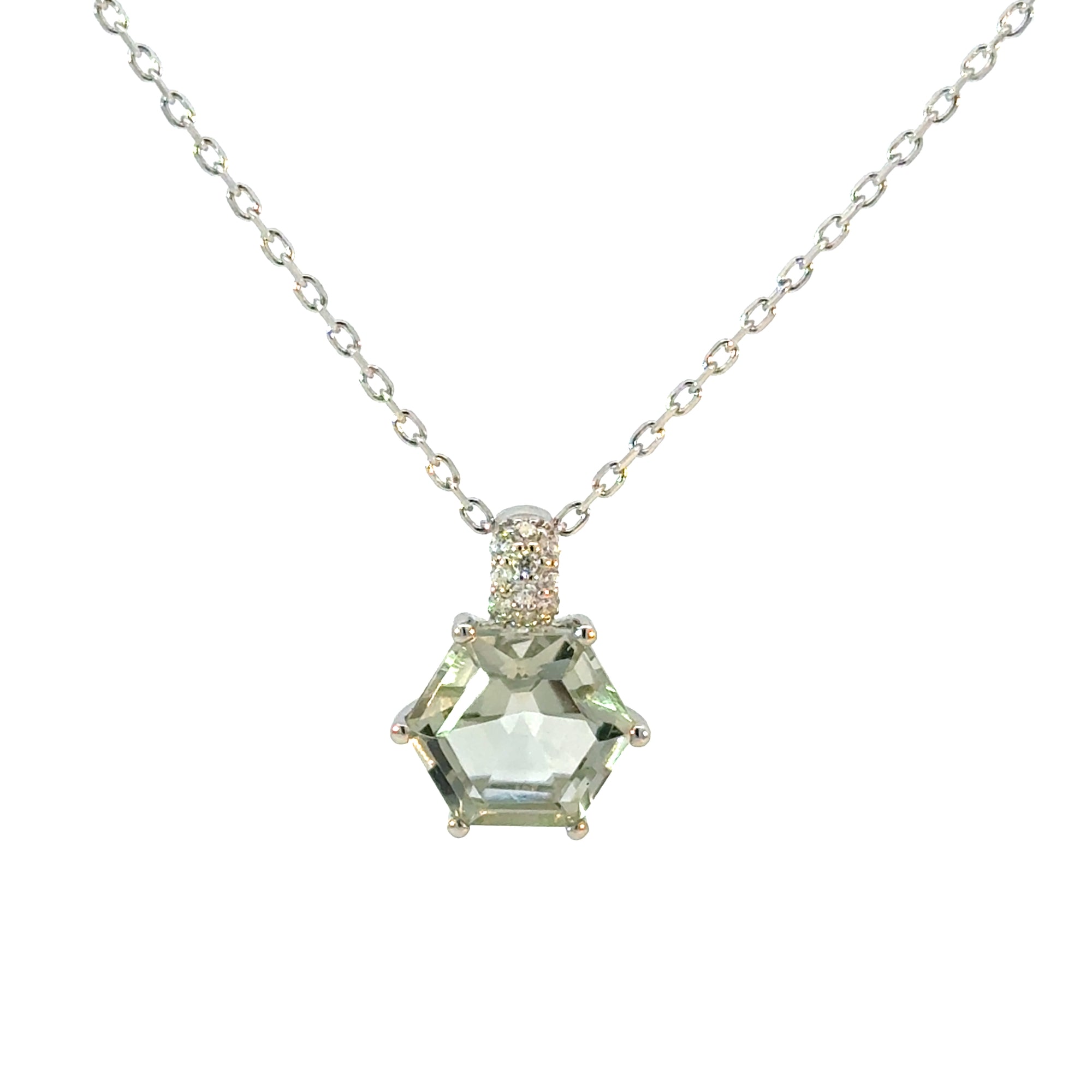Anhänger in Silber mit grün Amethyst und Zirkonia