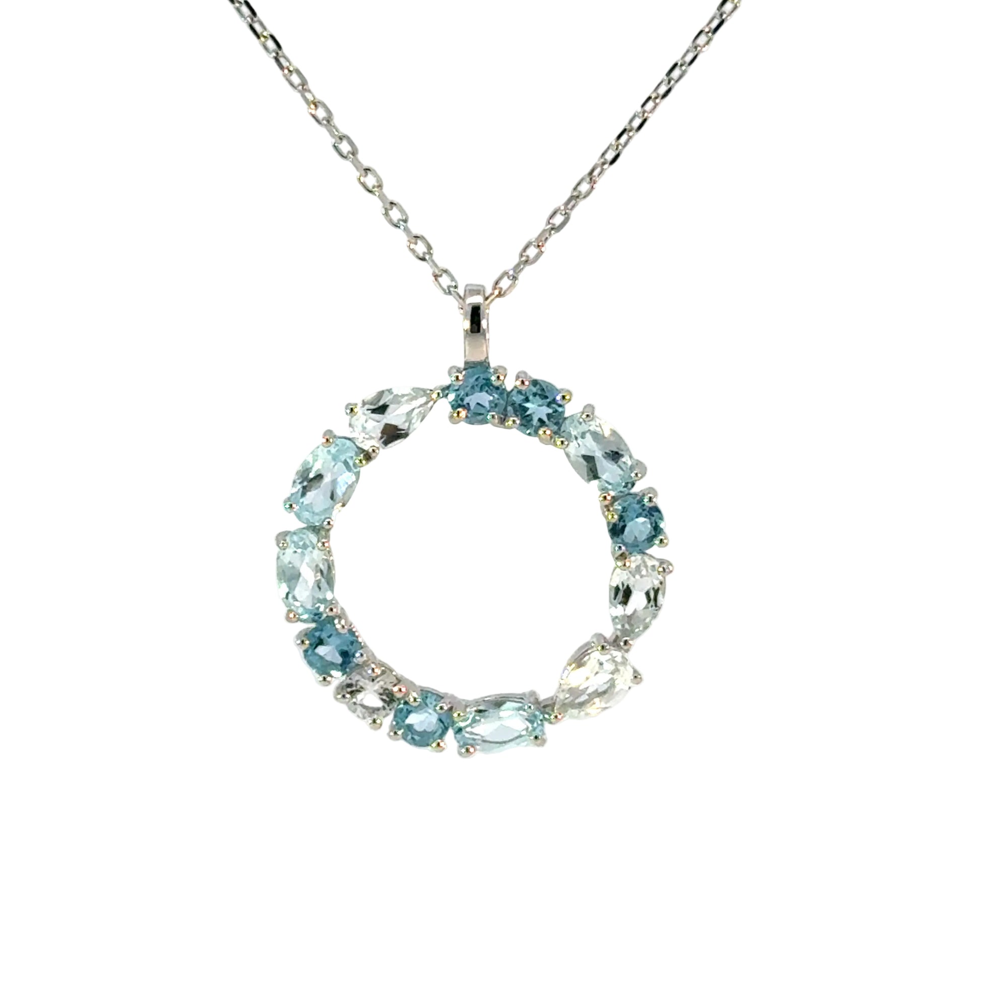 Anhänger in Silber mit Farbsteine