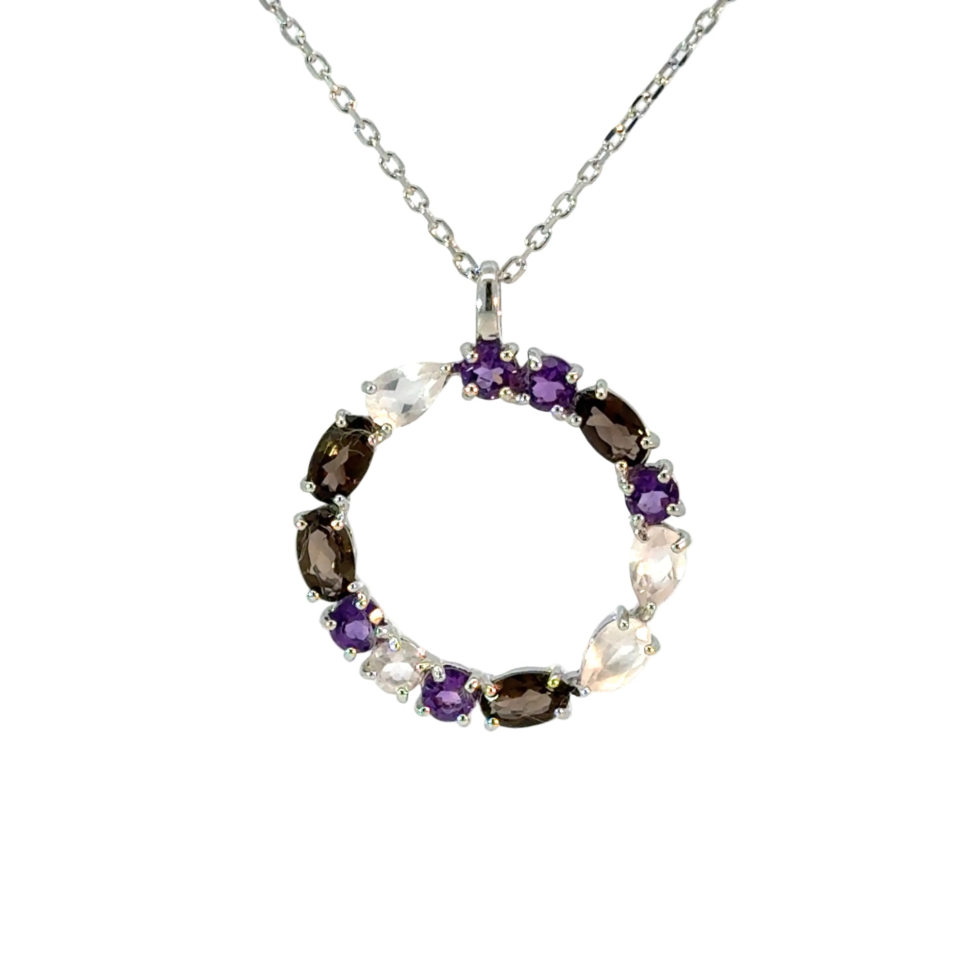 Anhänger in Silber mit Farbsteine